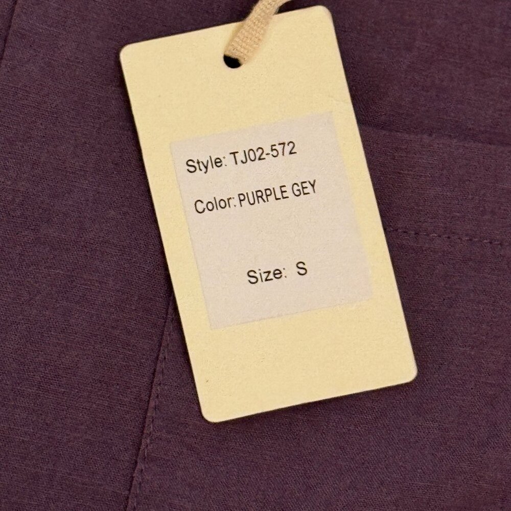NWT L.T.J. Letter to Juliet Purple Gray Linen Blend Overalls Size Small - Picture 5 of 9
